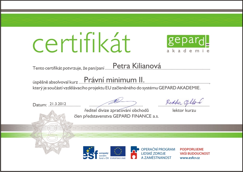 certifikát