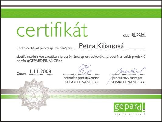 certifikát